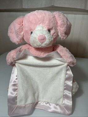 Pink Plush Puppy Lovey with Satin Trim Peek-A-Boo Stuffed Animal